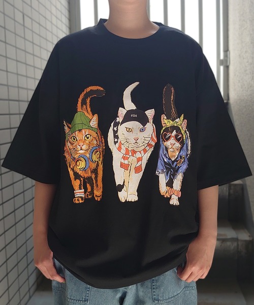 CORISCO（コリスコ）の「アニマル柄Tシャツ(M1)（Tシャツ/カットソー・メンズ・ブラック系2/ホワイト系1/ブラック系1/ホワイト系2/オレンジ/ブルー/チャコールグレー/ネイビー/ダークグリーン/イエロー/キナリ/オートミール/グレー系その他/ミント/ブルー系その他2/ブルー系その他3/ピンク・MEDIUM/LARGE/X-LARGE）」の5枚目の写真