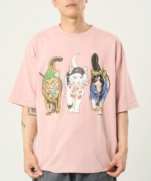 CORISCO(コリスコ)の「アニマル柄Tシャツ(M1)(Tシャツ/カットソー・メンズ・ブラック系2/ホワイト系1/ブラック系1/ホワイト系2/オレンジ/ブルー/チャコールグレー/ネイビー/ダークグリーン/イエロー/キナリ/オートミール/グレー系その他/ミント/ブルー系その他2/ブルー系その他3/ピンク・MEDIUM/LARGE/X-LARGE)」の16枚目の写真