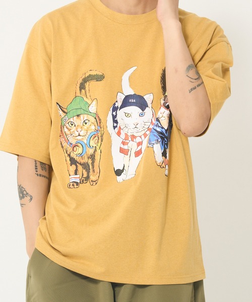 CORISCO（コリスコ）の「アニマル柄Tシャツ(M1)（Tシャツ/カットソー・メンズ・ブラック系2/ホワイト系1/ブラック系1/ホワイト系2/オレンジ/ブルー/チャコールグレー/ネイビー/ダークグリーン/イエロー/キナリ/オートミール/グレー系その他/ミント/ブルー系その他2/ブルー系その他3/ピンク・MEDIUM/LARGE/X-LARGE）」の15枚目の写真