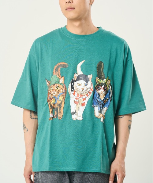CORISCO(コリスコ)の「アニマル柄Tシャツ(M1)(Tシャツ/カットソー・メンズ・ブラック系2/ホワイト系1/ブラック系1/ホワイト系2/オレンジ/ブルー/チャコールグレー/ネイビー/ダークグリーン/イエロー/キナリ/オートミール/グレー系その他/ミント/ブルー系その他2/ブルー系その他3/ピンク・MEDIUM/LARGE/X-LARGE)」の13枚目の写真