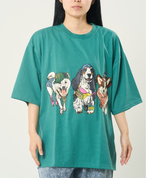 CORISCO(コリスコ)の「アニマル柄Tシャツ(M1)(Tシャツ/カットソー・メンズ・ブラック系2/ホワイト系1/ブラック系1/ホワイト系2/オレンジ/ブルー/チャコールグレー/ネイビー/ダークグリーン/イエロー/キナリ/オートミール/グレー系その他/ミント/ブルー系その他2/ブルー系その他3/ピンク・MEDIUM/LARGE/X-LARGE)」の14枚目の写真