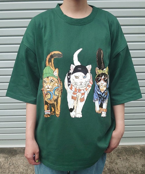 CORISCO（コリスコ）の「アニマル柄Tシャツ(M1)（Tシャツ/カットソー・メンズ・ブラック系2/ホワイト系1/ブラック系1/ホワイト系2/オレンジ/ブルー/チャコールグレー/ネイビー/ダークグリーン/イエロー/キナリ/オートミール/グレー系その他/ミント/ブルー系その他2/ブルー系その他3/ピンク・MEDIUM/LARGE/X-LARGE）」の9枚目の写真