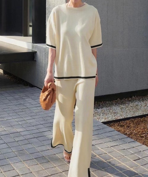 Miniministore(ミニミニストア)の「セットアップ 配色スリットニットとパンツ(セットアップ・レディース・ブラック/ライトベージュ/ダークベージュ・FREE)」の9枚目の写真