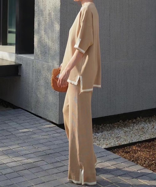 Miniministore(ミニミニストア)の「セットアップ 配色スリットニットとパンツ(セットアップ・レディース・ブラック/ライトベージュ/ダークベージュ・FREE)」の11枚目の写真