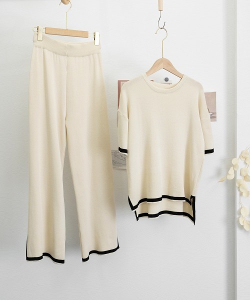 Miniministore(ミニミニストア)の「セットアップ 配色スリットニットとパンツ(セットアップ・レディース・ブラック/ライトベージュ/ダークベージュ・FREE)」の15枚目の写真