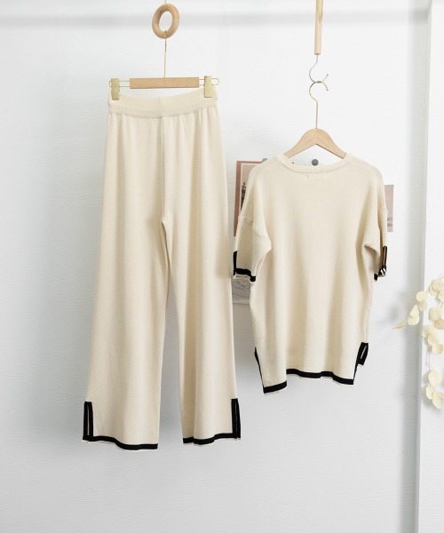 Miniministore(ミニミニストア)の「セットアップ 配色スリットニットとパンツ(セットアップ・レディース・ブラック/ライトベージュ/ダークベージュ・FREE)」の16枚目の写真