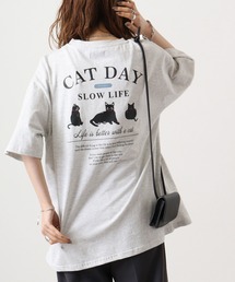 Candy Fantasy（キャンディーファンタジー）の「天竺 CATバックプリント 半袖Tシャツ（Tシャツ/カットソー）」