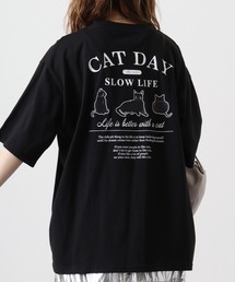 天竺 CATバックプリント 半袖Tシャツ