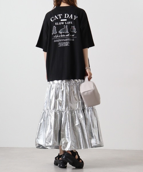 Candy Fantasy(キャンディーファンタジー)の「天竺 CATバックプリント 半袖Tシャツ(Tシャツ/カットソー・メンズ・ホワイト/ブルー/ブラック/アッシュグレー・M/L)」の14枚目の写真
