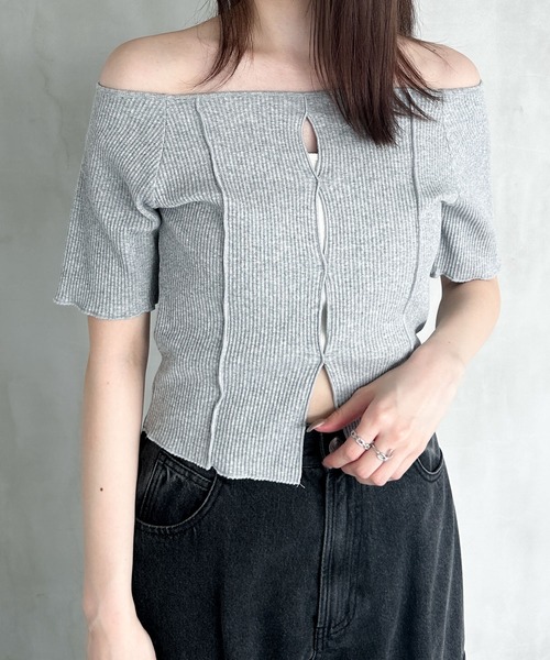 Heather(ヘザー)の「フロントホールオフショルプルオーバー 124738(Tシャツ/カットソー・レディース・ホワイト/グレー/ブラック・FREE)」の3枚目の写真