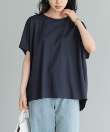 【接触冷感COOL】ひんやり涼しいフレンチスリーブバックギャザーカットソー