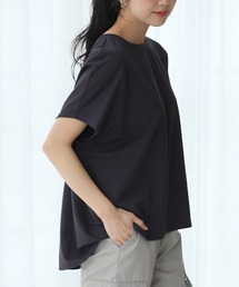 【接触冷感COOL】ひんやり涼しいフレンチスリーブバックギャザーカットソー