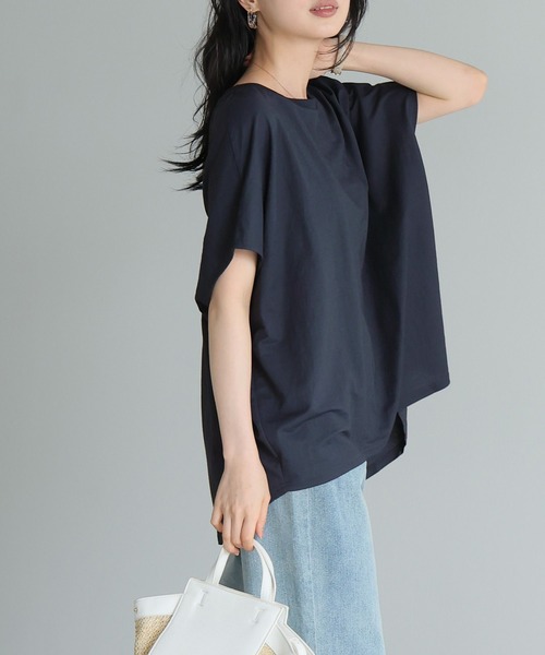 itto...(イット)の「【接触冷感COOL】ひんやり涼しいフレンチスリーブバックギャザーカットソー(Tシャツ/カットソー・レディース・オフホワイト/チャコール/ラベンダー/グリーン/ネイビー/ブラック/スモークピンク・M/L)」の22枚目の写真