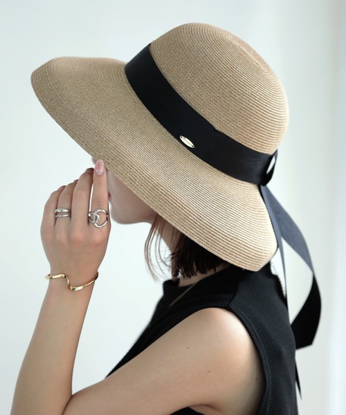 Little＆More（リトルアンドモア）の「麦わら帽 リボン 2タイプ 折りたためる（ハット・レディース・ブラック系1/ブラック系2/グレー系1/グレー系2/カーキ系1/カーキ系2・FREE）」の20枚目の写真