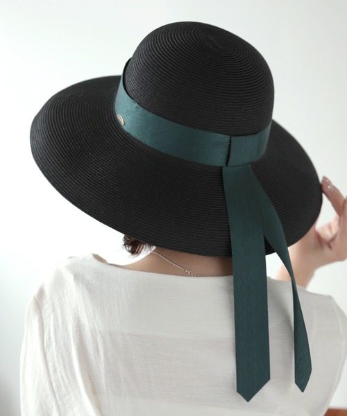 Little＆More（リトルアンドモア）の「麦わら帽 リボン 2タイプ 折りたためる（ハット・レディース・ブラック系1/ブラック系2/グレー系1/グレー系2/カーキ系1/カーキ系2・FREE）」の15枚目の写真