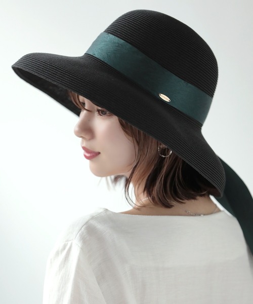 Little＆More（リトルアンドモア）の「麦わら帽 リボン 2タイプ 折りたためる（ハット・レディース・ブラック系1/ブラック系2/グレー系1/グレー系2/カーキ系1/カーキ系2・FREE）」の13枚目の写真