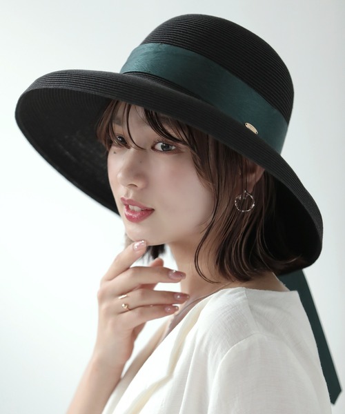 Little＆More（リトルアンドモア）の「麦わら帽 リボン 2タイプ 折りたためる（ハット・レディース・ブラック系1/ブラック系2/グレー系1/グレー系2/カーキ系1/カーキ系2・FREE）」の12枚目の写真