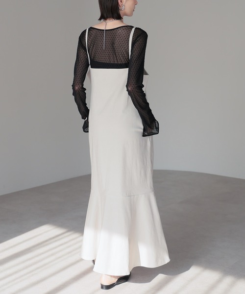 G-Force ホワイト フレアワンピース セール】【Fizz/フィズ】 スパンツイル 裾フレアキャミワンピース