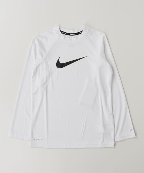 NIKE（ナイキ）の「NIKE/ナイキ キッズ UVケア ラッシュガード ソリッドL/Sハイドロガード NESSD829（ラッシュガード・キッズ・ホワイト/ブラック・130cm/140cm/150cm/160cm）」の7枚目の写真