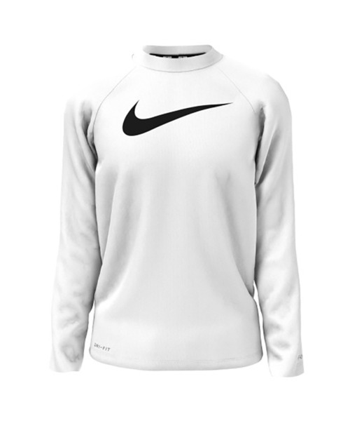 NIKE（ナイキ）の「NIKE/ナイキ キッズ UVケア ラッシュガード ソリッドL/Sハイドロガード NESSD829（ラッシュガード・キッズ・ホワイト/ブラック・130cm/140cm/150cm/160cm）」の14枚目の写真