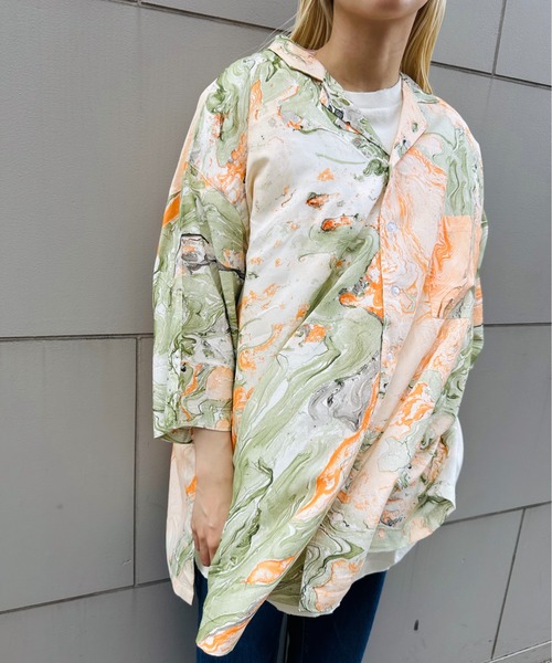 ONE DAY KMC (ワンデイケーエムシー)の「チャイハネ / イロナガシハッカケM-SH / 7IA-4209(シャツ/ブラウス・レディース・イエロー/オレンジ/ブルー・FREE)」の8枚目の写真