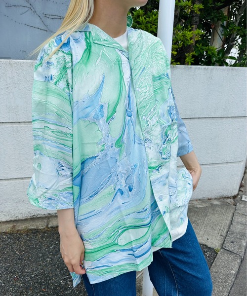 ONE DAY KMC (ワンデイケーエムシー)の「チャイハネ / イロナガシハッカケM-SH / 7IA-4209(シャツ/ブラウス・レディース・イエロー/オレンジ/ブルー・FREE)」の10枚目の写真