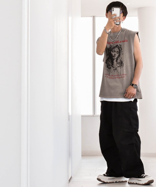 Ritzy(リッツィー)の「16/天竺 プリントノースリーブ(Tシャツ/カットソー・メンズ・ブラック/モカ・LARGE/X-LARGE/MEDIUM)」の15枚目の写真
