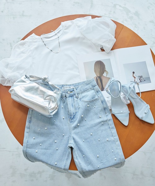 Futier land(フューティアランド)の「リボンストラップポインテッドトゥサンダル(サンダル・レディース・ライトブルー/アイボリー/シルバー/ブラック・40/38/39/36/37)」の5枚目の写真