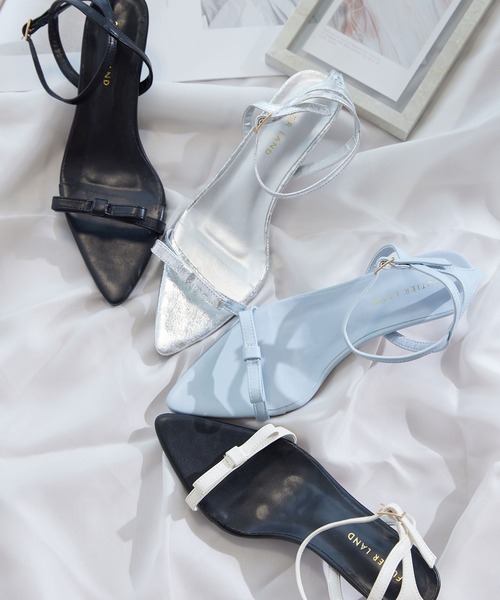 Futier land(フューティアランド)の「リボンストラップポインテッドトゥサンダル(サンダル・レディース・ライトブルー/アイボリー/シルバー/ブラック・40/38/39/36/37)」の9枚目の写真