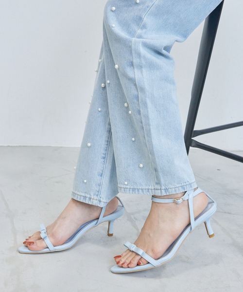 Futier land(フューティアランド)の「リボンストラップポインテッドトゥサンダル(サンダル・レディース・ライトブルー/アイボリー/シルバー/ブラック・40/38/39/36/37)」の20枚目の写真