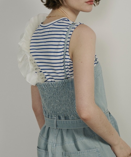 Unitage（ユニテージ）の「デニムキャミベアオールインワン（サロペット/オーバーオール・レディース・ブルー/ライトブルー・FREE）」の7枚目の写真