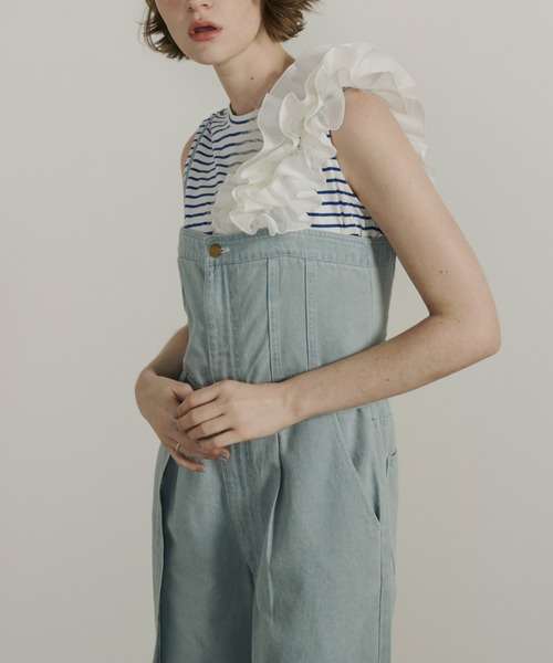 Unitage（ユニテージ）の「デニムキャミベアオールインワン（サロペット/オーバーオール・レディース・ブルー/ライトブルー・FREE）」の3枚目の写真
