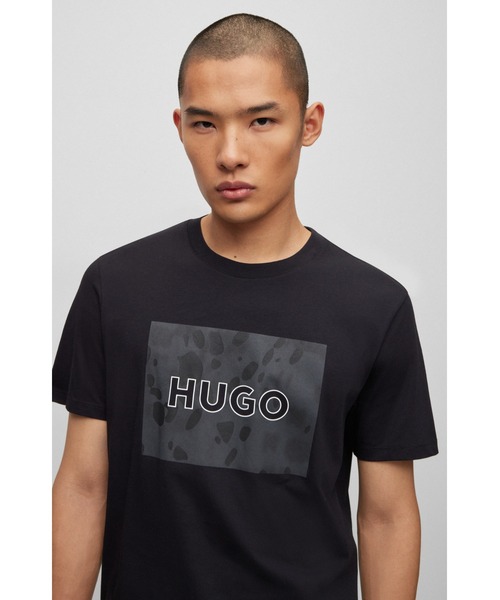 【Hugo Boss】ロゴプリント リラックスフィット Tシャツ BOSS - リラックスフィットTシャツ ストレッチコットン ロゴ