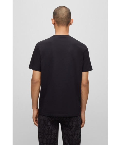 【ストリート】Hugo Boss コットン プリント デザイン Tシャツ BOSS - ドッグ Tシャツ コットン ロゴプリント - ブラック