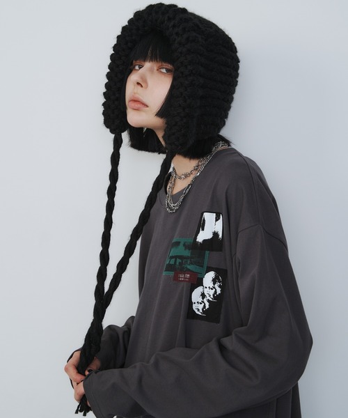 AIVER(アイバー)の「AIVER ハンドメイドニットハット(ニットキャップ/ビーニー・メンズ・ブラック/オフホワイト・FREE)」の9枚目の写真