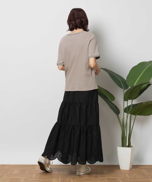 BACK NUMBER（バックナンバー）の「【BACK NUMBER】スカラップ刺繍ギャザースカート（スカート・レディース・ブラック/オフホワイト・フリー）」の16枚目の写真