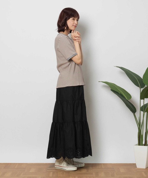 BACK NUMBER（バックナンバー）の「【BACK NUMBER】スカラップ刺繍ギャザースカート（スカート・レディース・ブラック/オフホワイト・フリー）」の14枚目の写真