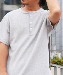 (LK)【JEMORGAN】【パックT】ワッフル ヘンリーネック Tシャツ