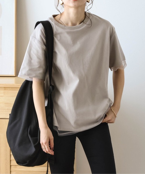 ジェンダーレス レイヤード チュール Tシャツ ユニセックス 限定 セール】チュールレイヤードTシャツ（Tシャツ/カットソー）｜La