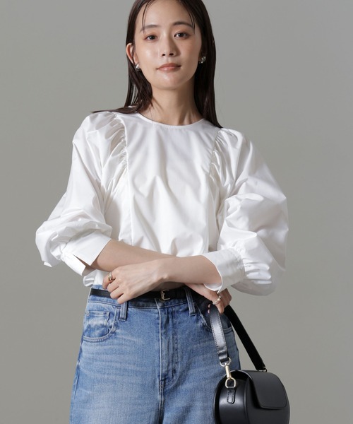 NANO universe（ナノユニバース）の「ボリュームスリーブブラウス（シャツ/ブラウス・レディース・ブラック/ライトブルー/ホワイト・FREE）」の2枚目の写真