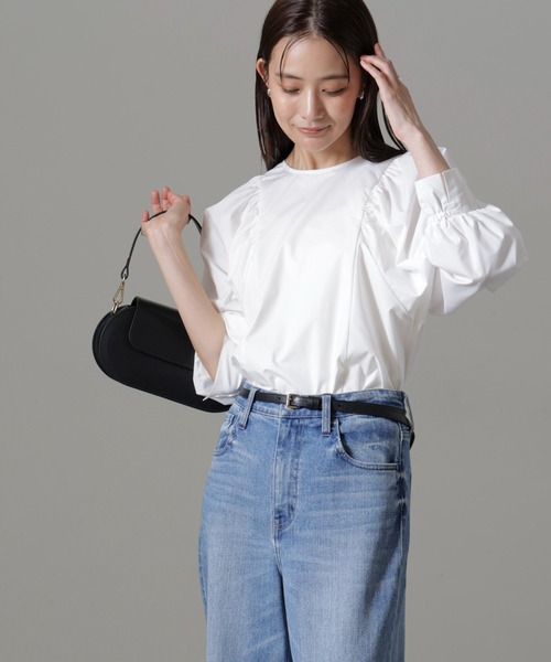 NANO universe（ナノユニバース）の「ボリュームスリーブブラウス（シャツ/ブラウス・レディース・ブラック/ライトブルー/ホワイト・FREE）」の4枚目の写真