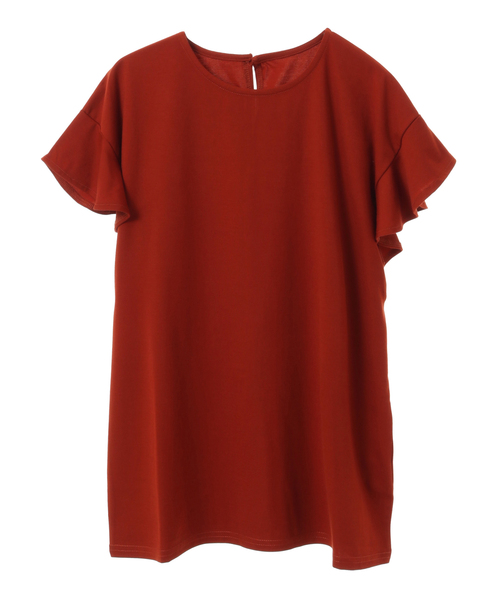 SOFFITTO(ソフィット)の「接触冷感ポンチ袖フリルプルオーバー(取り扱い店舗限定)(Tシャツ/カットソー・レディース・オフホワイト/ダークオレンジ/グレー・FREE)」の3枚目の写真