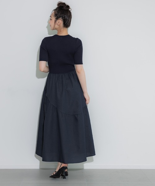 coca（coca）（コカ）の「【WEB限定セール】上品エンボスドッキングワンピース（ワンピース・レディース・ネイビー/ブラック・ONE SIZE）」の7枚目の写真