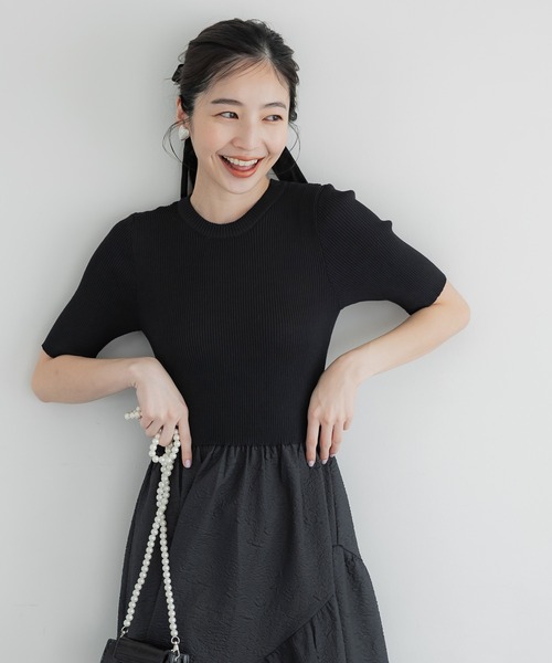 coca（coca）（コカ）の「【WEB限定セール】上品エンボスドッキングワンピース（ワンピース・レディース・ネイビー/ブラック・ONE SIZE）」の10枚目の写真