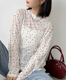 ドット柄ロングシアートップス