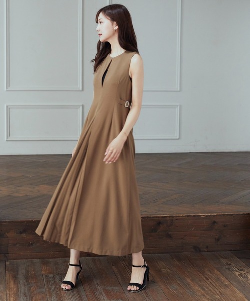 【セール】フロントプリーツノースリーブワンピース（ワンピース）｜HALUHIROINE（ハルヒロイン）