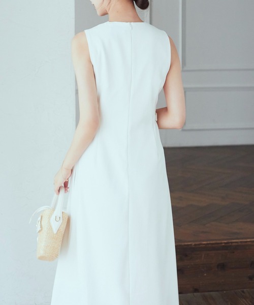 リルリリー ホワイト ノースリーブ プリーツ ワンピース リルリリー ホワイト ノースリーブ プリーツ ワンピース