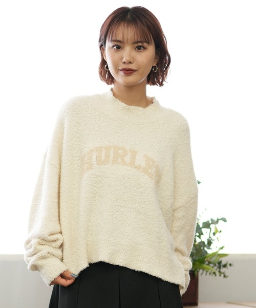 Hurley （ハーレー）の「Hurley/ハーレー クロップド丈 セーター WCKT242007（ニット/セーター・レディース・ブラウン/ホワイト/ブラック・FREE）」の4枚目の写真