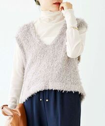 le.coeur blanc | チュール×フェザーVネックベスト(ベスト)