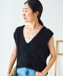 le.coeur blanc | チュール×フェザーVネックベスト(ベスト)